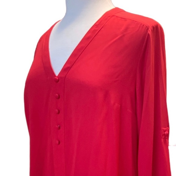 EXPRESS Woman’s 3/4 Button Down Red Long Sleeves Blouse - Picture 6 of 6